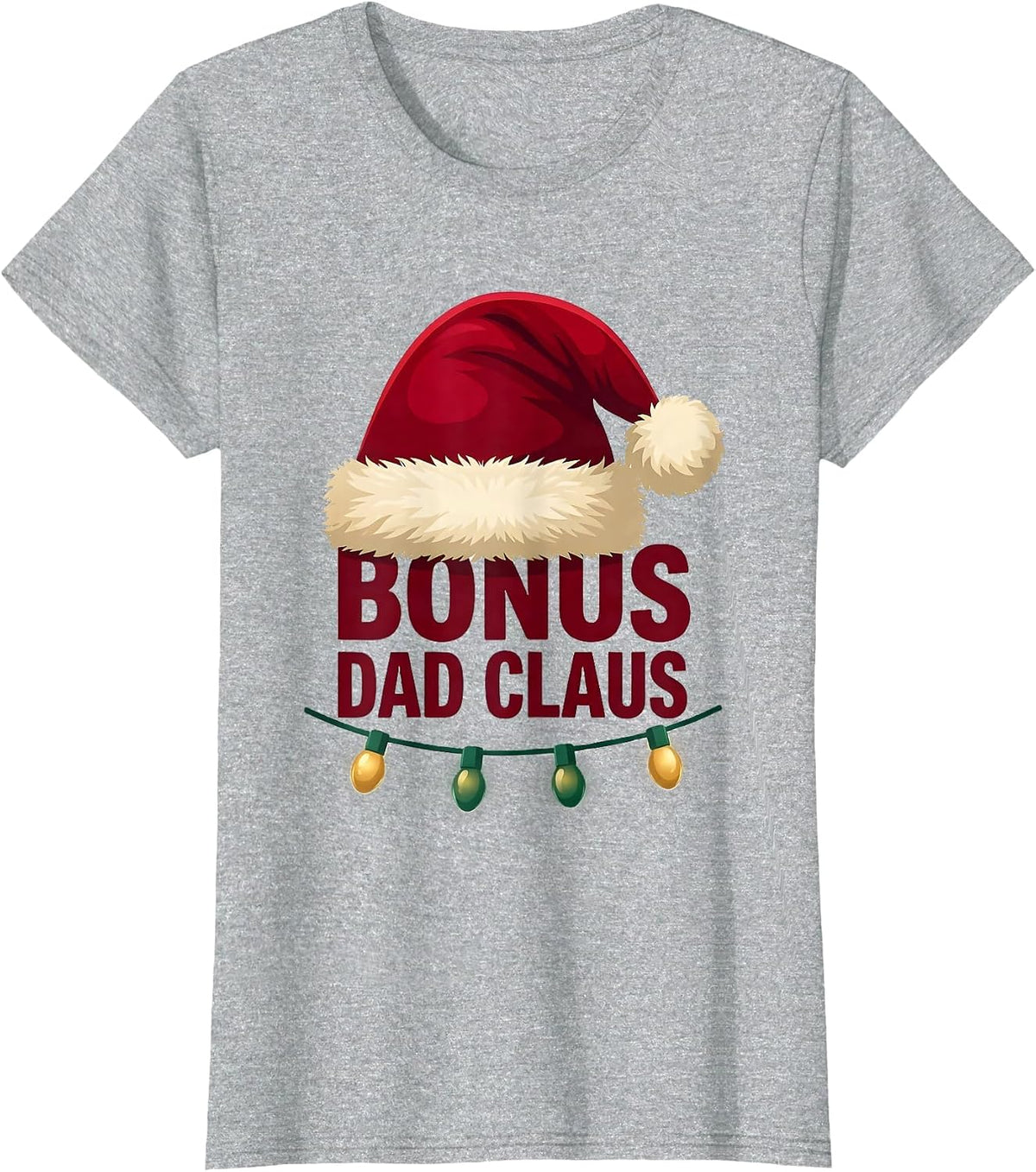 Bonus Dad Claus Festive Santa Hat Christmas Family Matching T-Shirt - Heather Grey