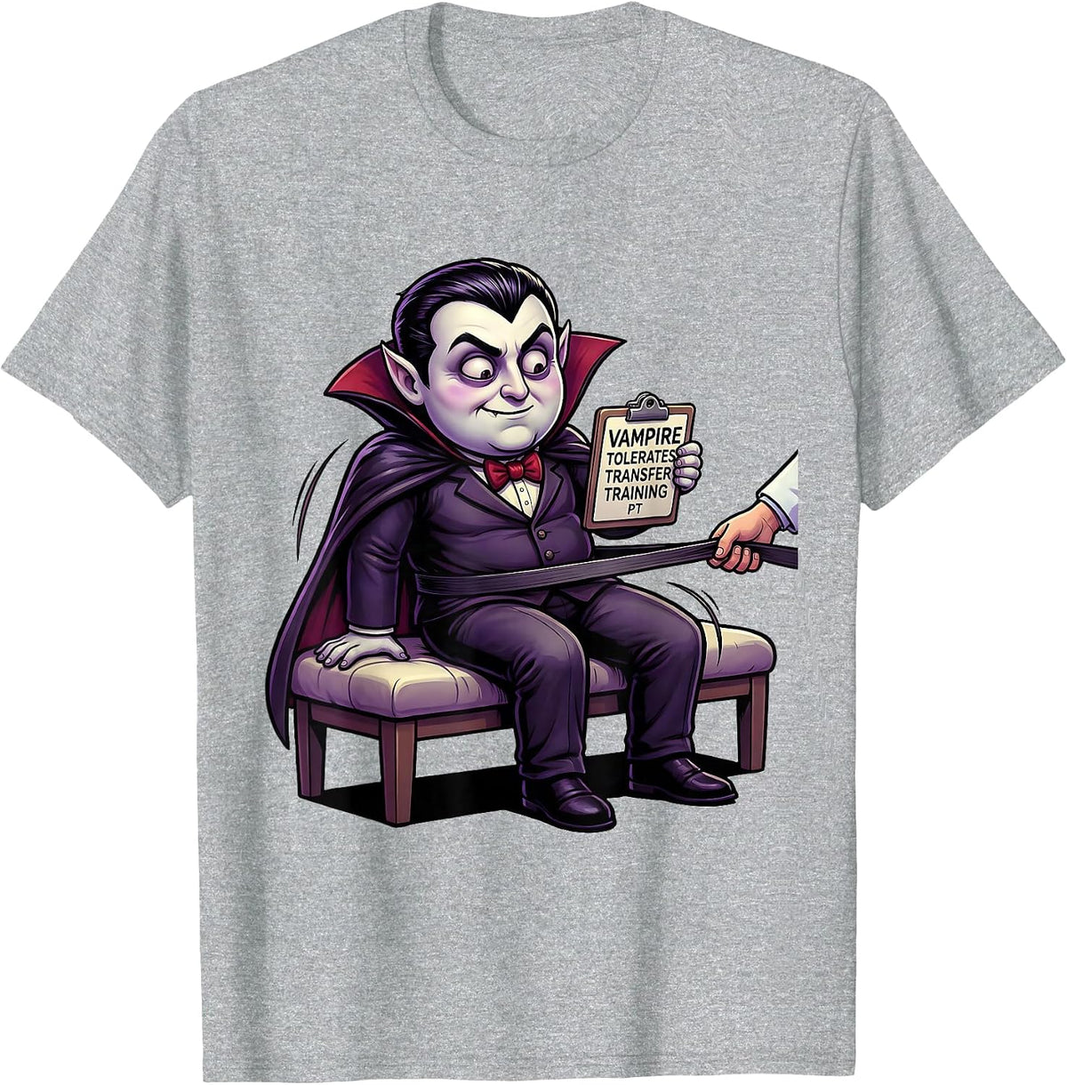 Men's Vampire Tolerates Transfer Training PT Funny Physical T-Shirt - Heather Grey