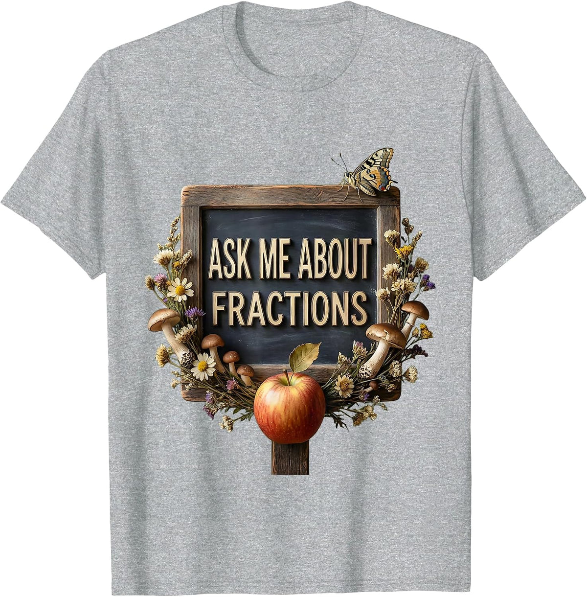 Men's Ask Me About Fractions 5th Grade Teacher Design T-Shirt - Heather Grey