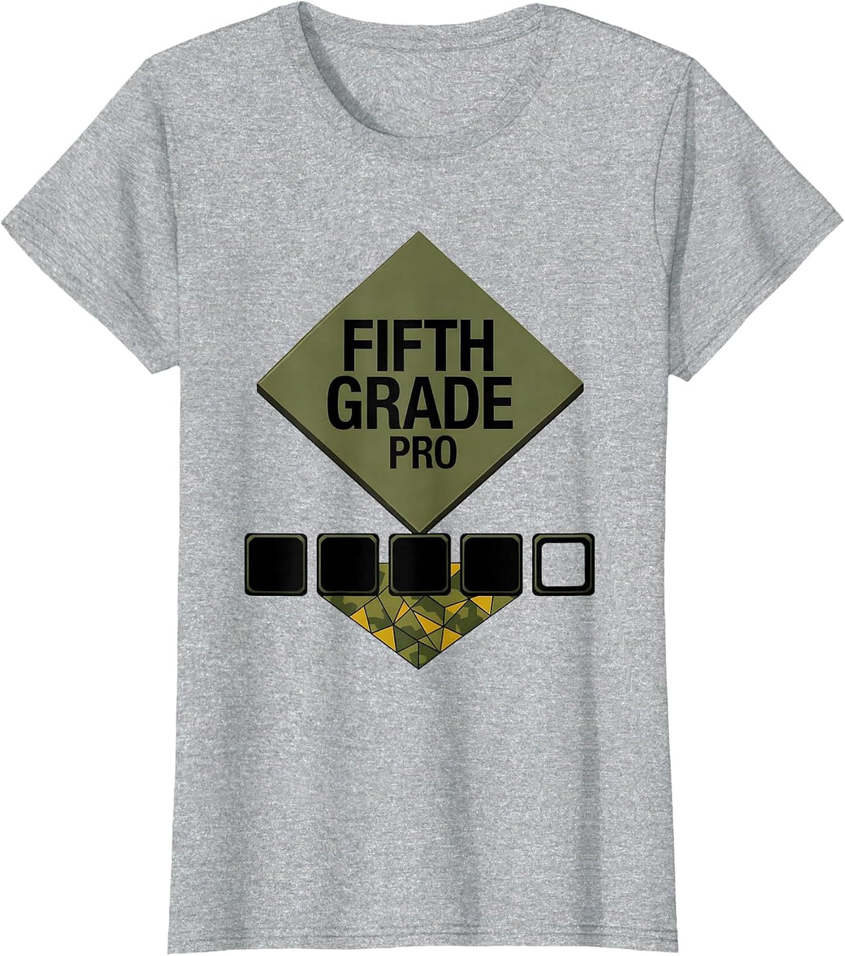 Fifth Grade Pro Camo Back To School Boys Teachers T-Shirt - Heather Grey