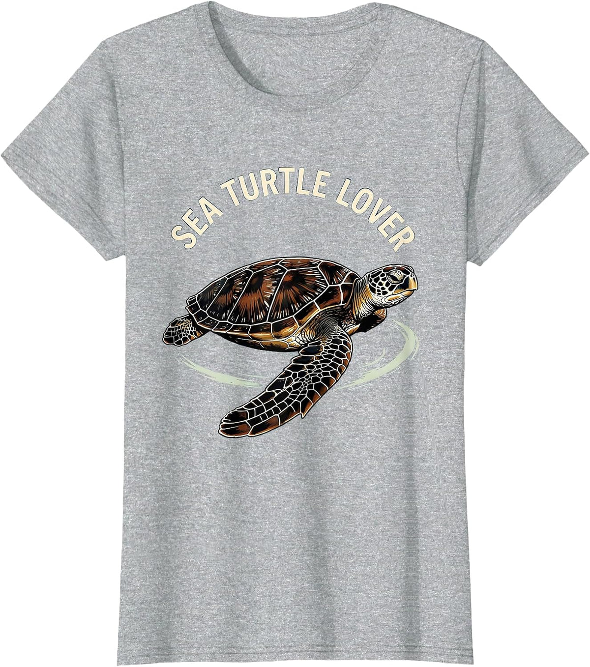 Sea Turtle Lover Linocut Ocean Animal Beach Art T-Shirt - Heather Grey