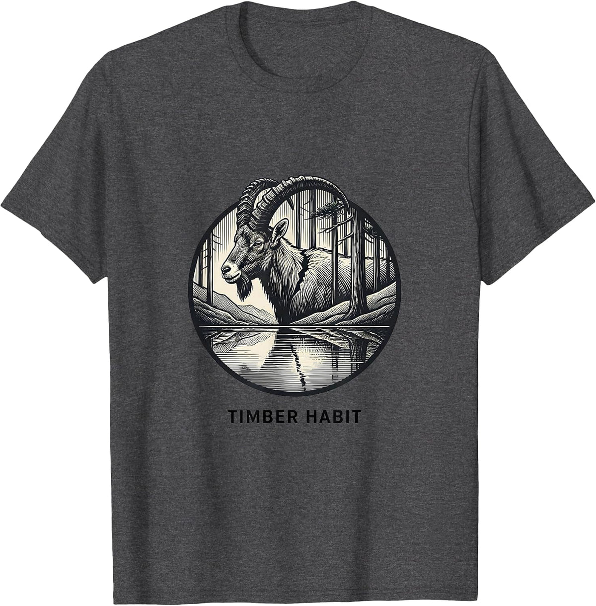Men's Timber Habit Vintage Forest Wildlife Nature Outdoor T-Shirt - Dark Heather Grey