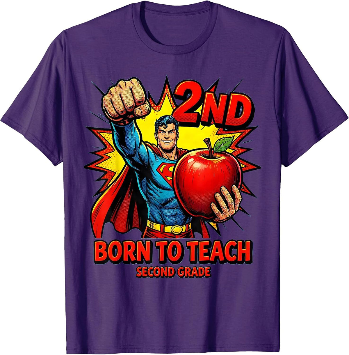 Born to Teach Second Grade Teacher Design T-Shirt - Purple