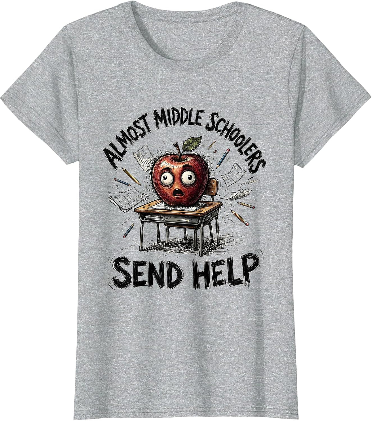 Almost Middle Schoolers Send Help 5th Grade Teacher T-Shirt - Heather Grey