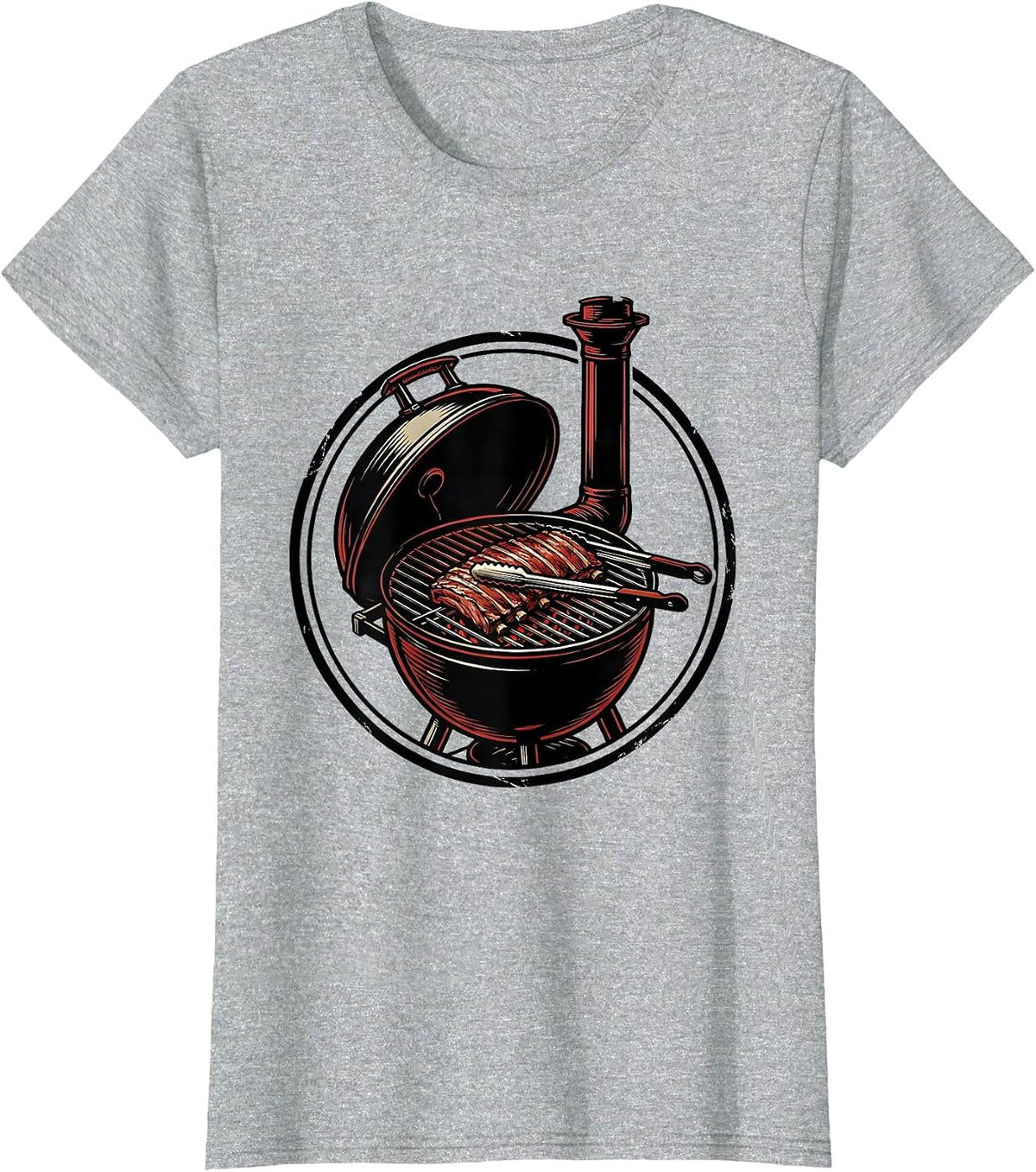 Smoking Barrel BBQ Pitmaster Humor Grill Dad T-Shirt - Heather Grey