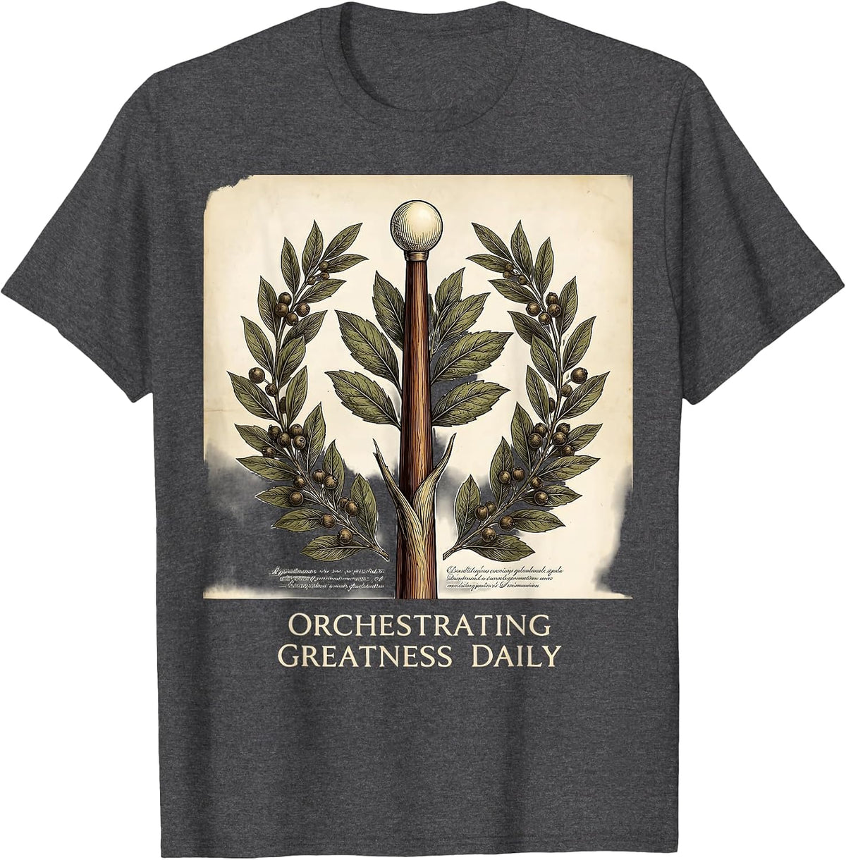 Orchestrating Greatness Daily Music Teacher Design T-Shirt - Dark Heather Grey