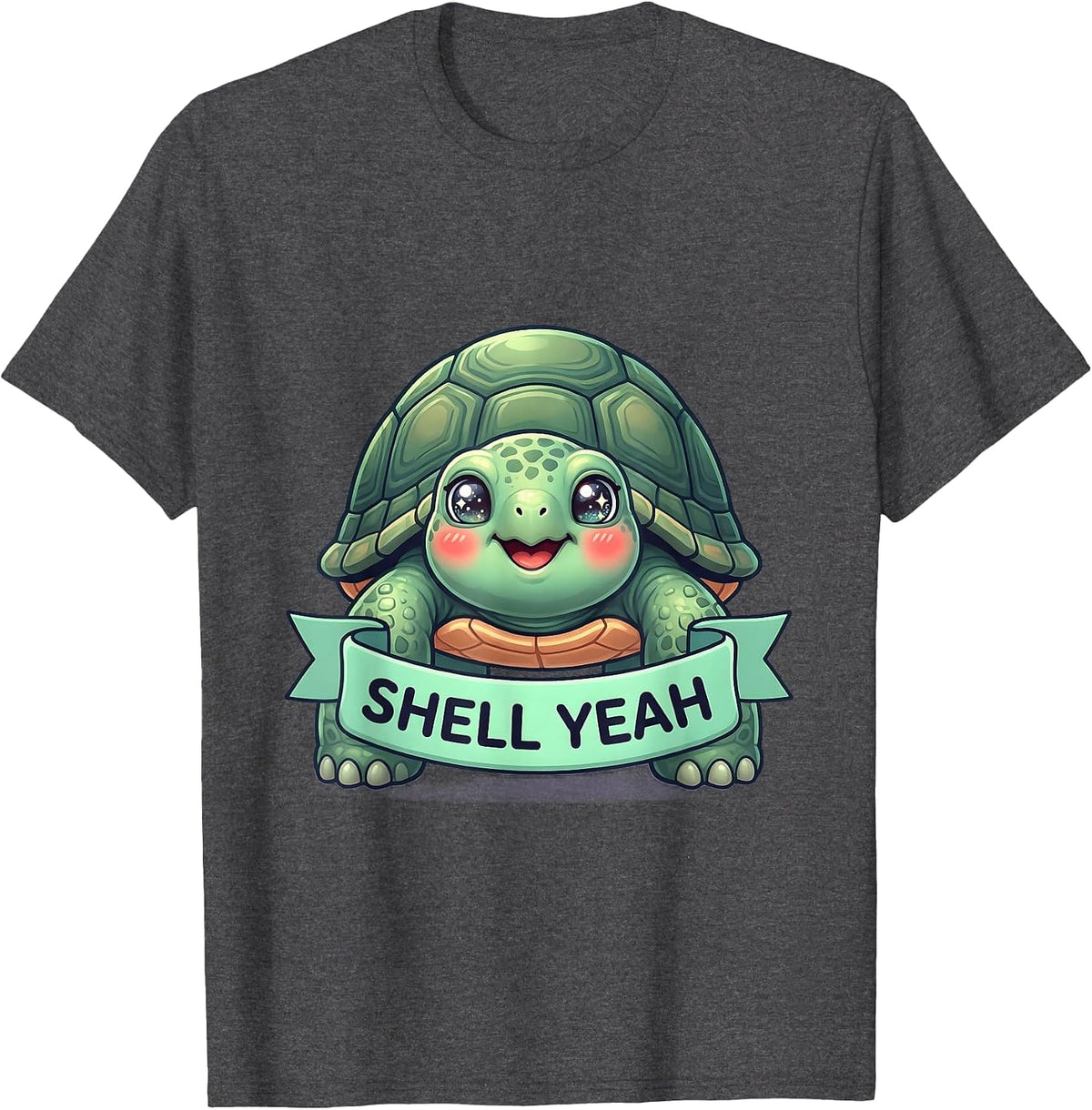 Shell Yeah Funny Turtle Lover Design T-Shirt - Dark Heather Grey