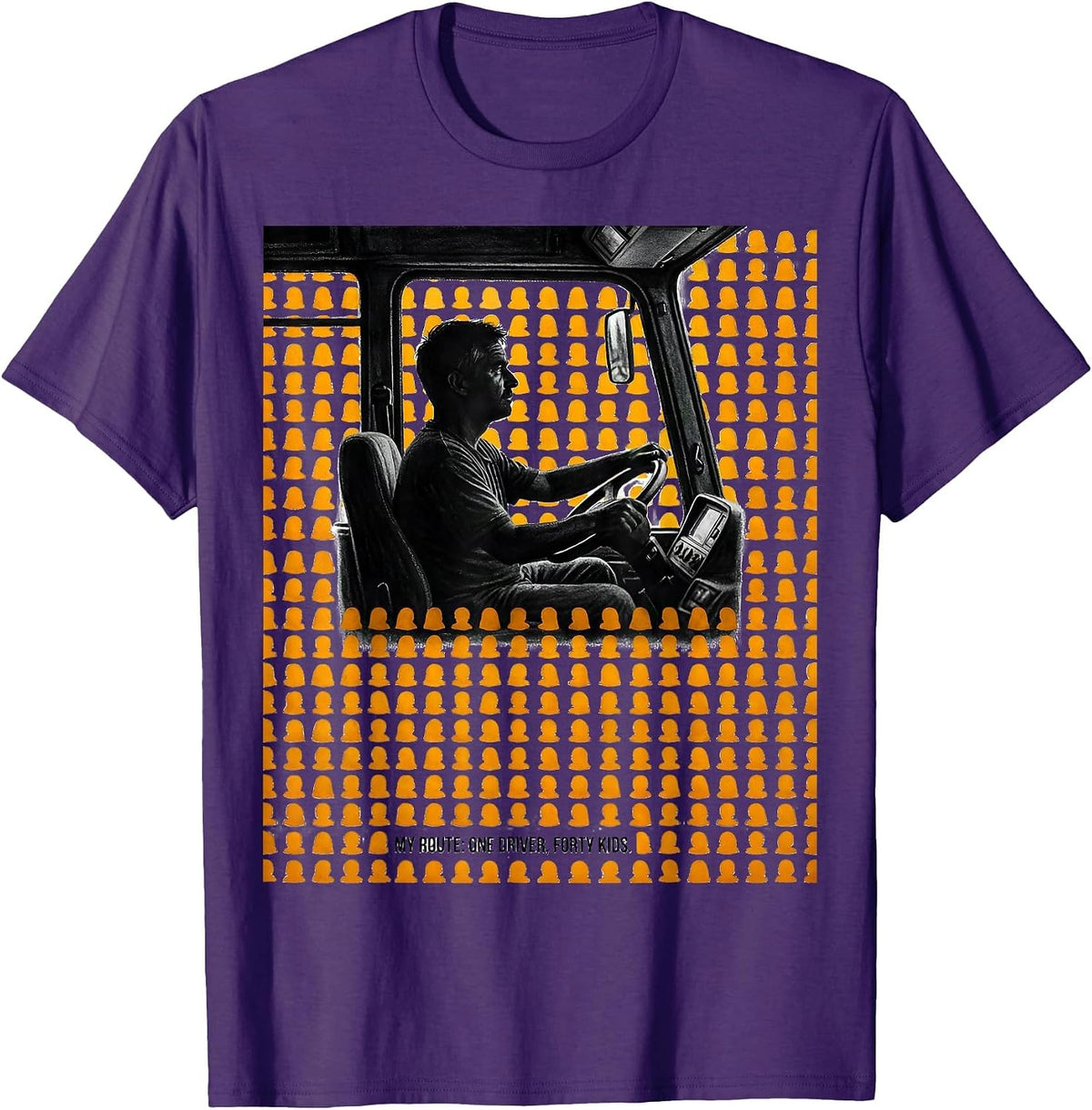 My Route: One Driver, Forty Kids Funny School Bus Driver T-Shirt - Purple