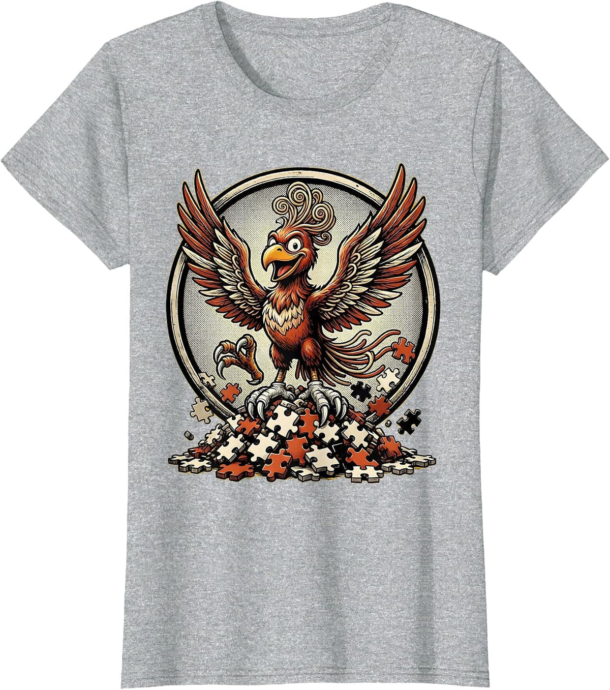 Women's Phoenix Rising Autism Awareness Puzzle Graphic T-Shirt - Heather Grey