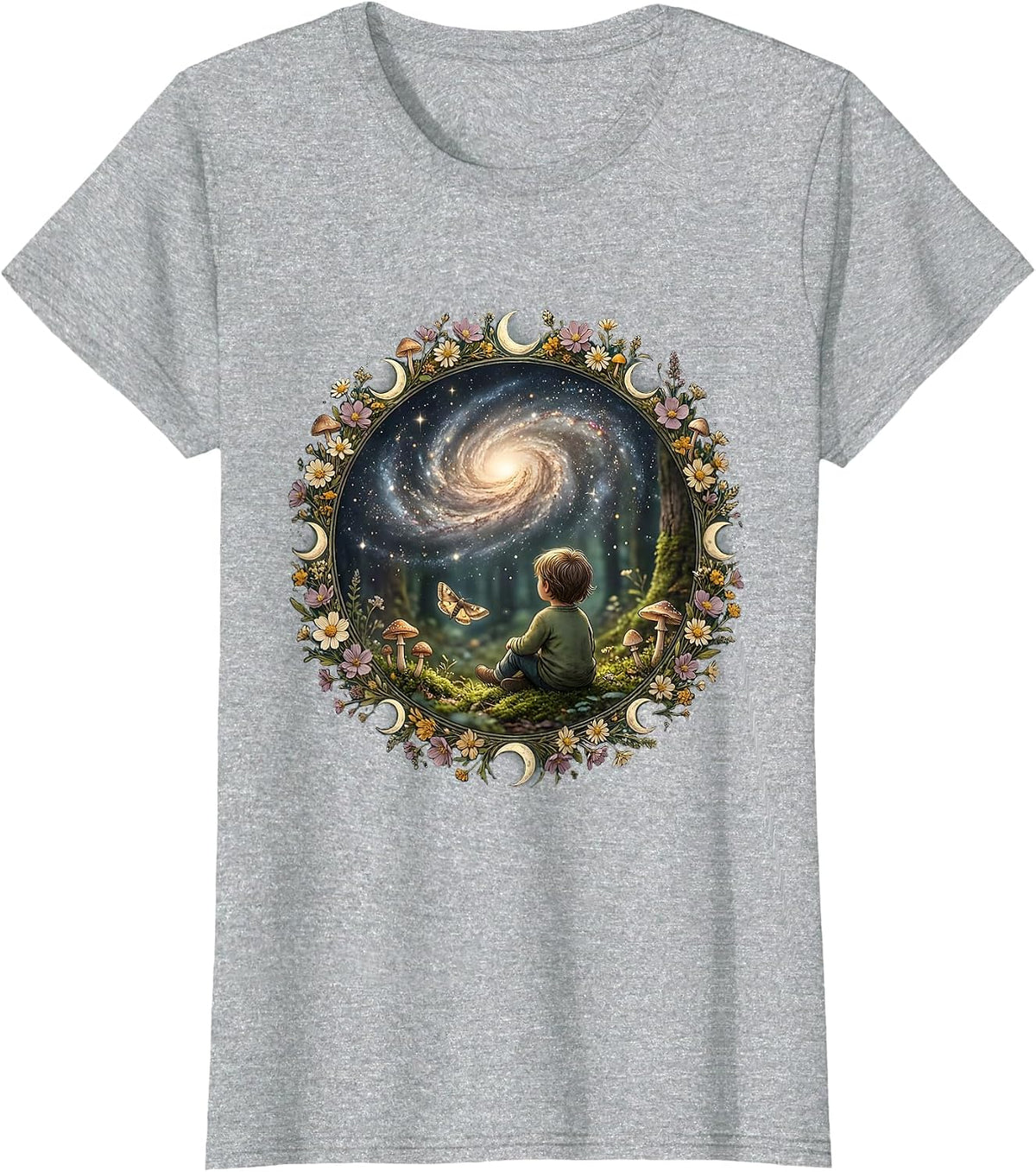 Autism Awareness Child and Galaxy Illustration T-Shirt - Heather Grey