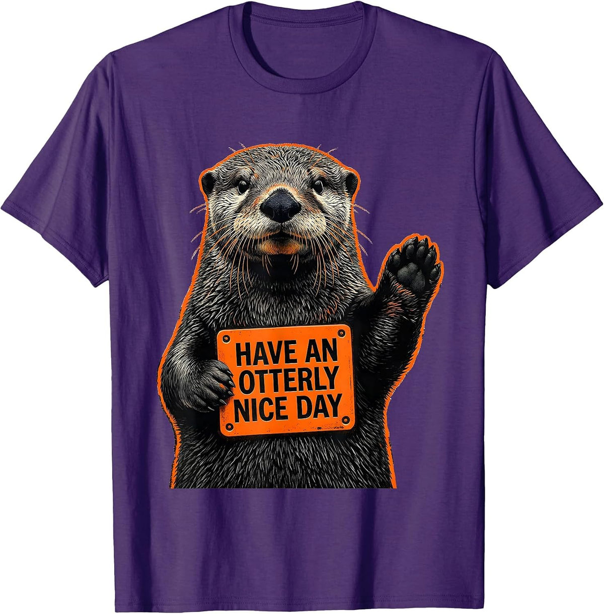 Have An Otterly Nice Day Cute Otter Lover Humor Stencil T-Shirt - Purple
