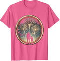 Uncle and Kid Watching Fireworks Night Sky Design T-Shirt - Pink Heather