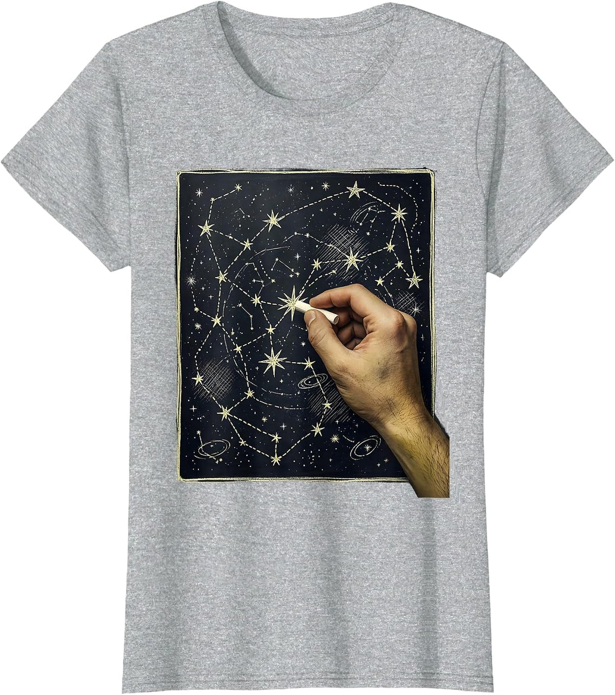 Teacher Constellation Map Blackboard Drawing T-Shirt - Heather Grey