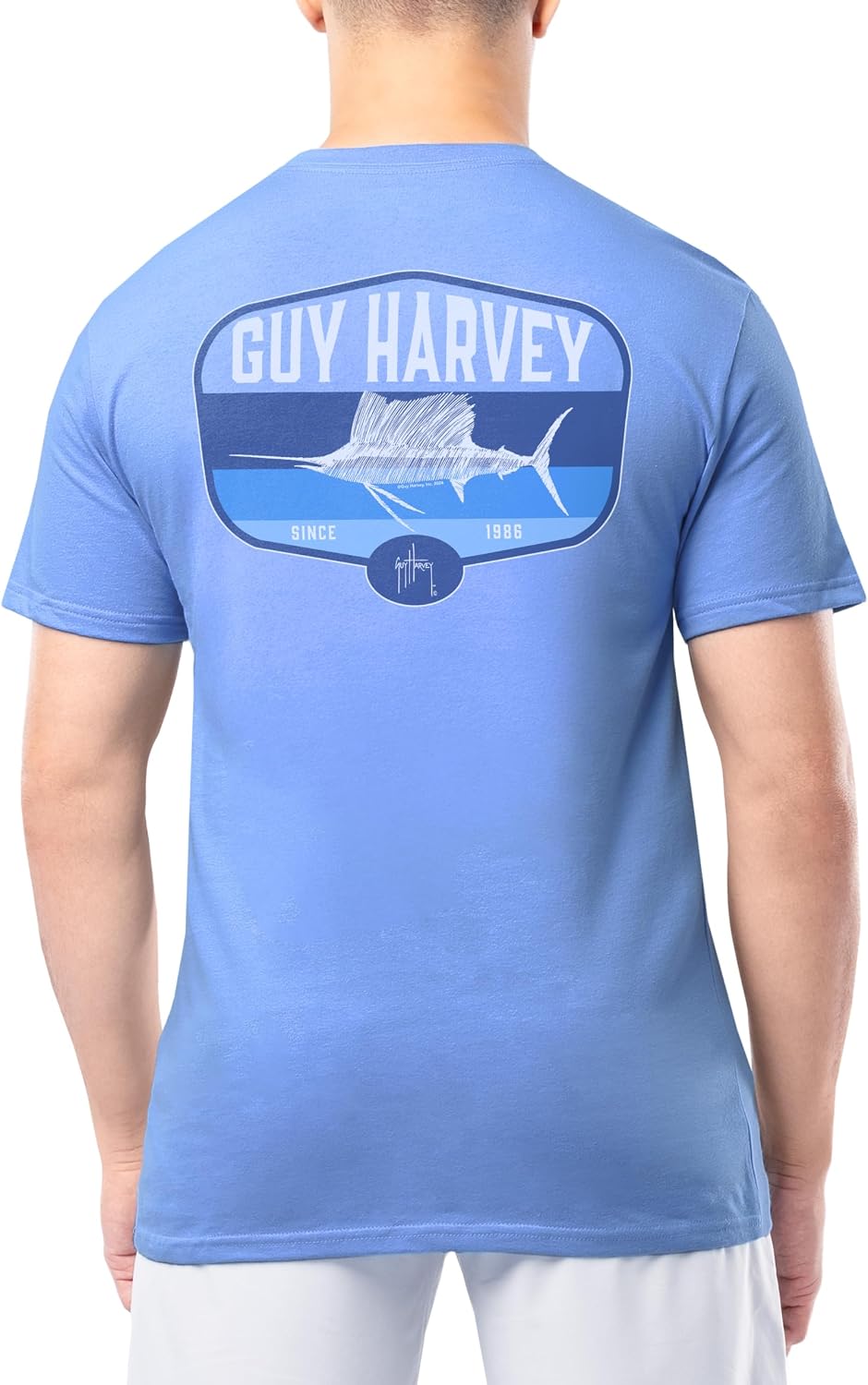 Guy Harvey Men’s HarborLite Short Sleeve Pocket T-Shirt - Marina\/Surf Sail