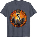 Mardi Gras Pelican Bead Necklace Crown T-Shirt - Heather Blue