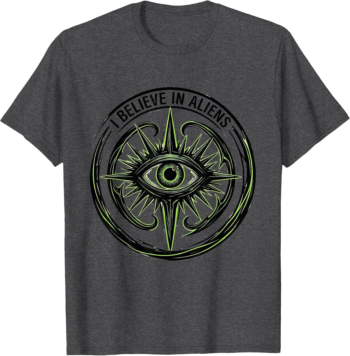 I Believe In Aliens Extraterrestrial Graphic Design T-Shirt - Dark Heather Grey