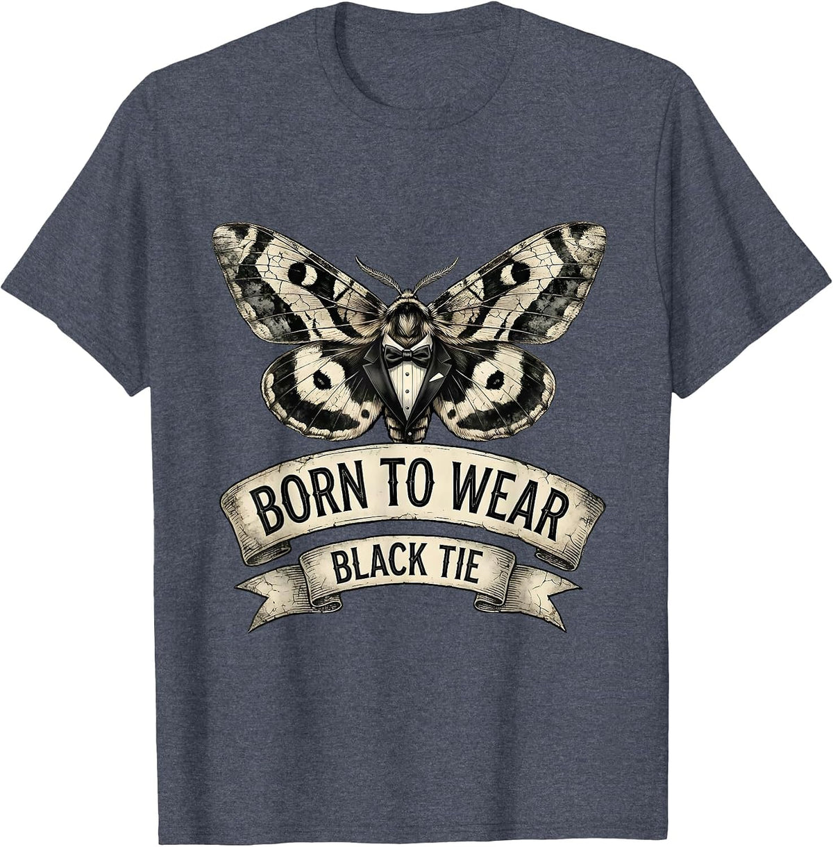 Born to Wear Black Tie Tuxedo Graphic Design T-Shirt - Heather Blue