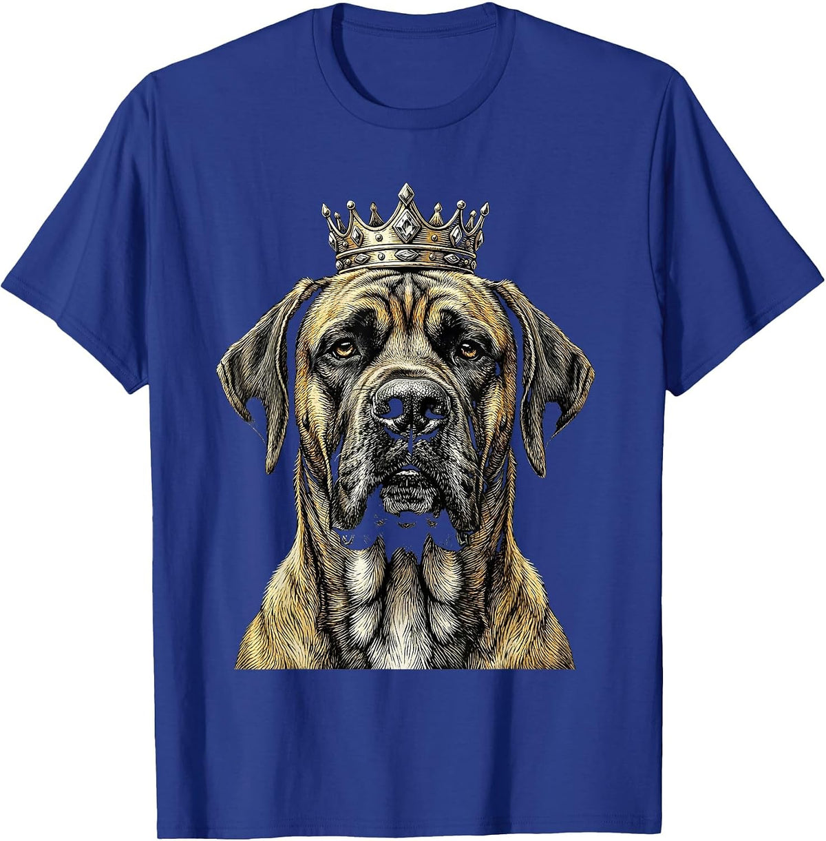 Men's Great Dane With Tiny Crown Illustration T-Shirt - Royal Blue