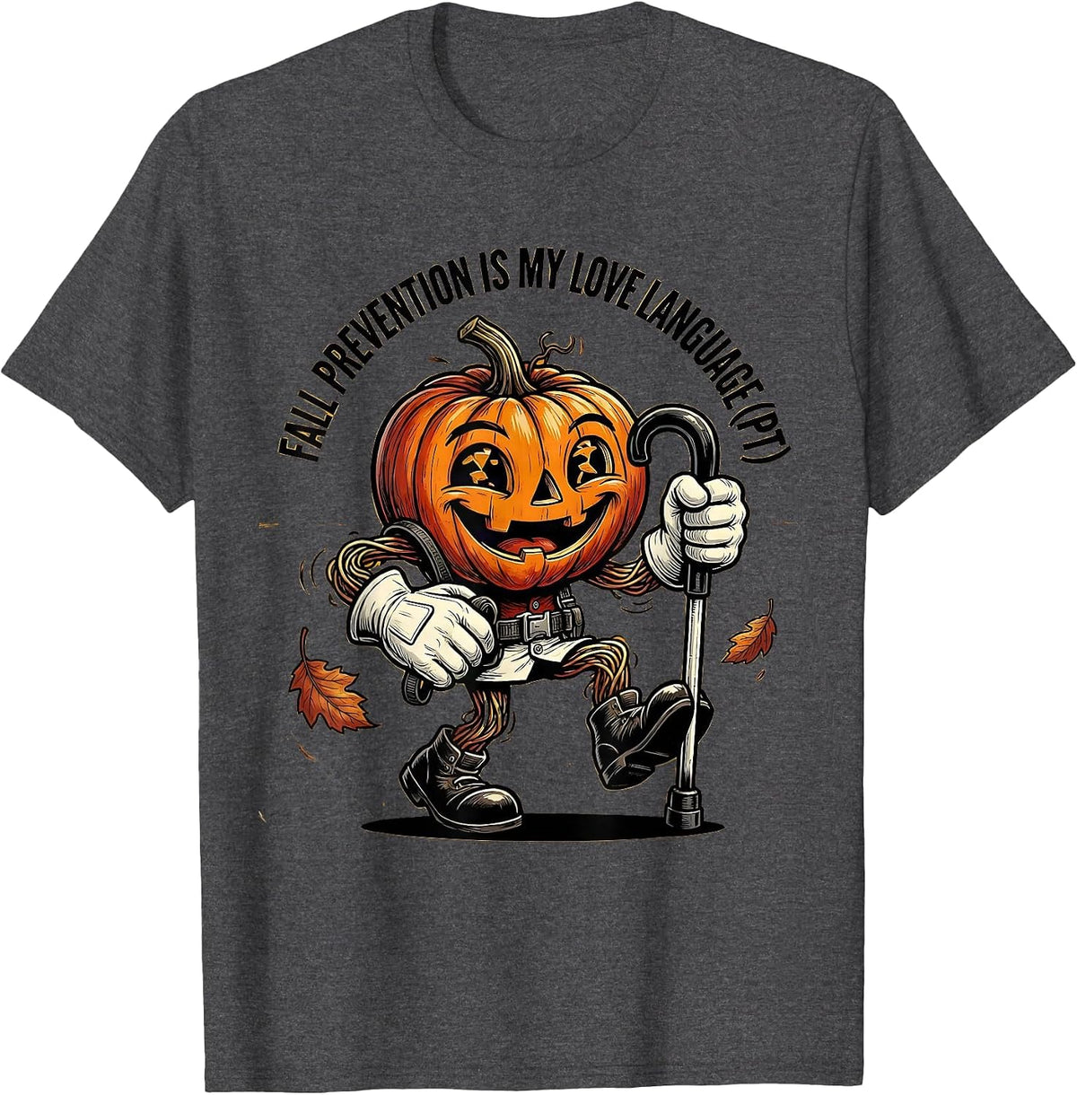 Men's Fall Prevention Is My Love Language PT Retro Cartoon T-Shirt - Dark Heather Grey