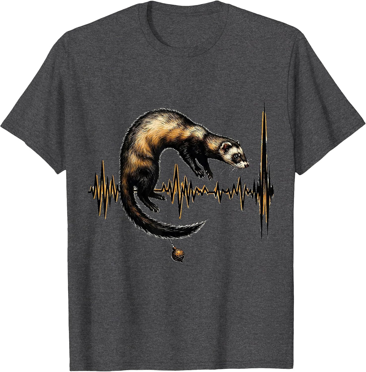 Men's Ferret Seismograph Line Funny Ferret Lover Gift T-Shirt - Dark Heather Grey