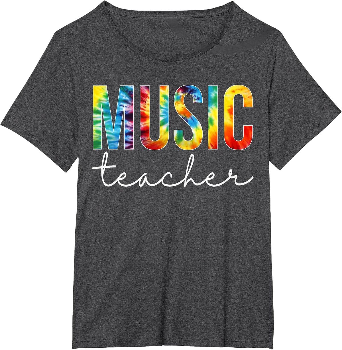 Music Teacher Tie Dye Appreciation Day Hello Back to School T-Shirt - Dark Heather Grey