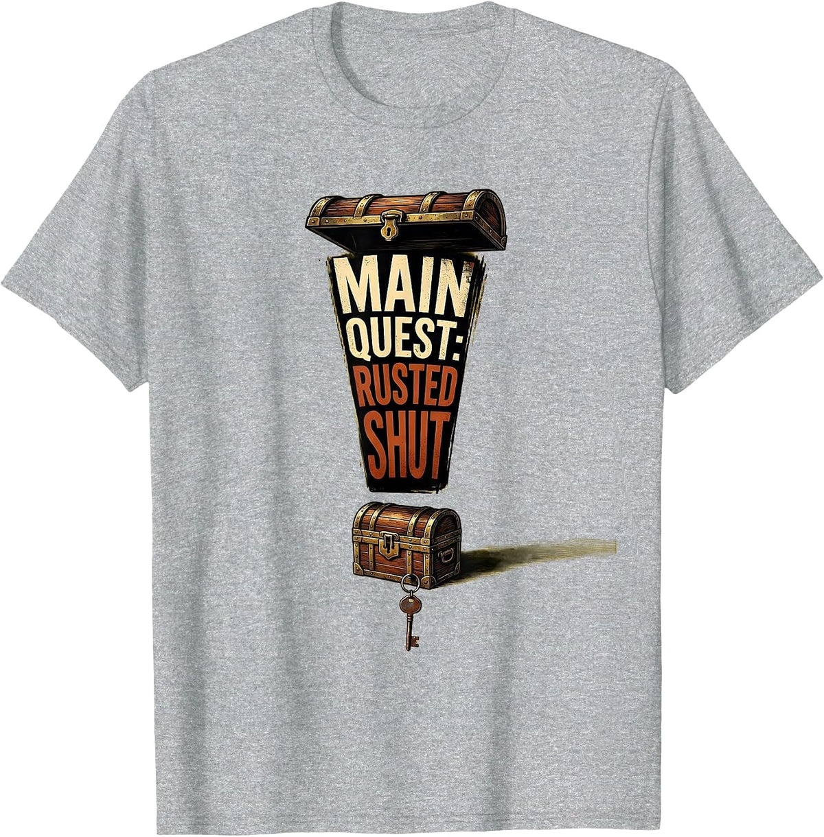 Men's Main Quest Rusted Shut Funny RPG Gamer Side Quest T-Shirt - Heather Grey