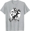 Atheist Satan Baphomet Goat Retro Cartoon Black and White T-Shirt - Heather Grey