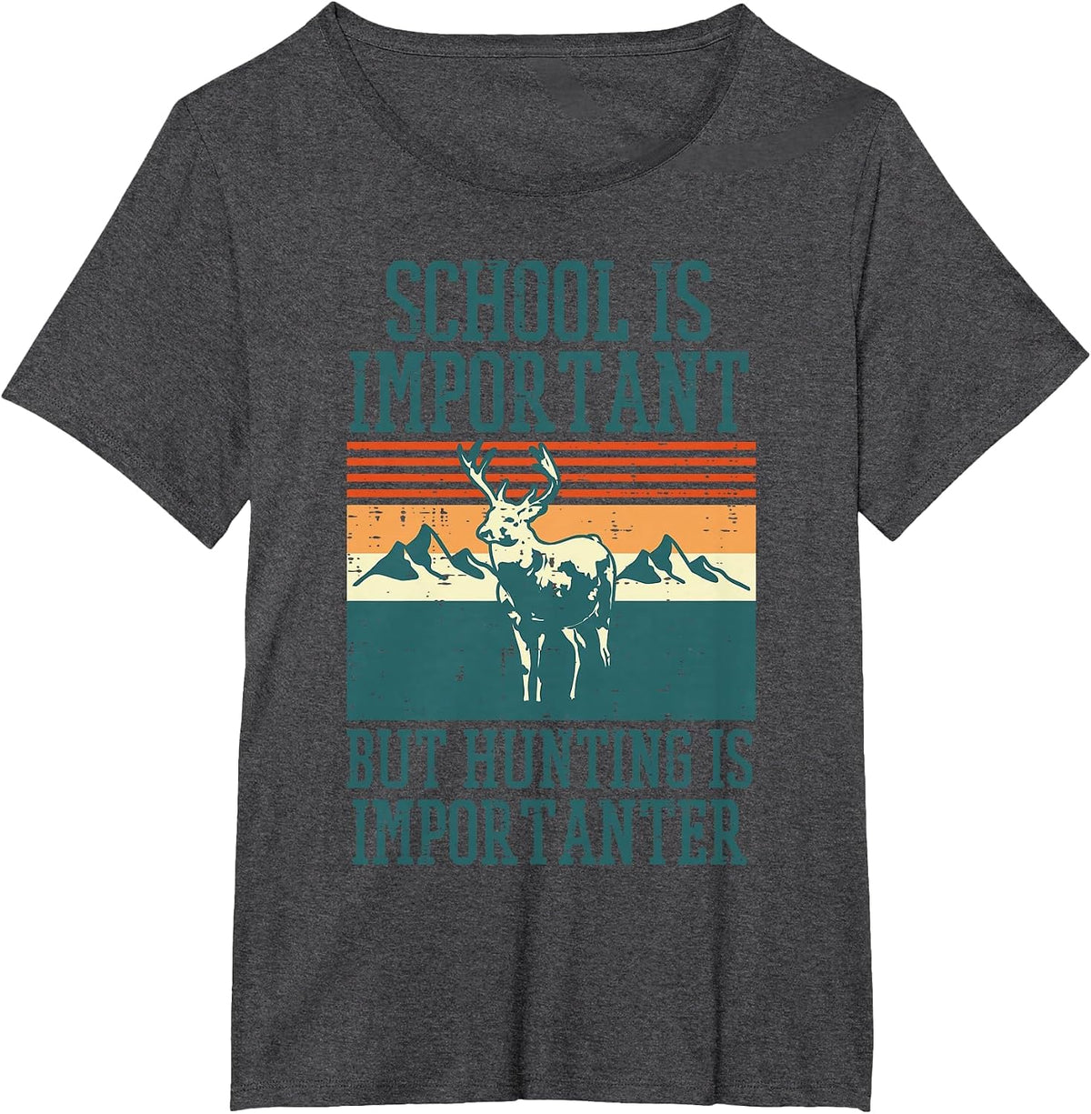 School Important Hunting Importanter Funny Deer Hunter Boys T-Shirt - Dark Heather Grey