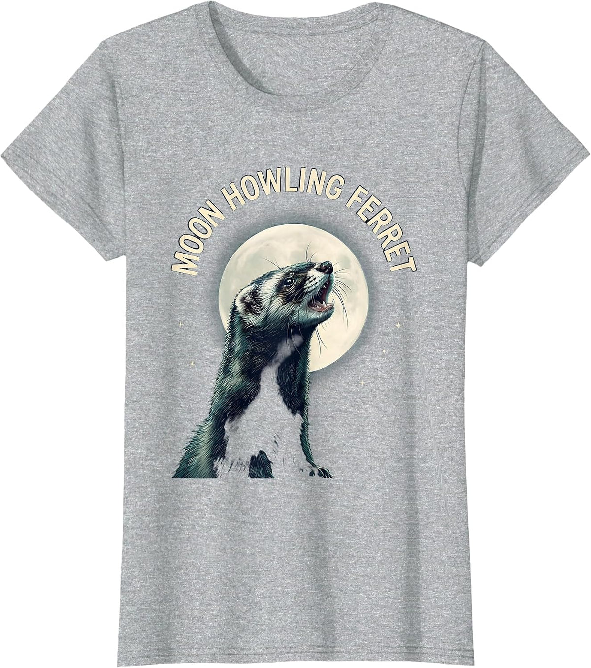 Moon Howling Ferret Funny Ferret Lover Gift For Ferret T-Shirt - Heather Grey