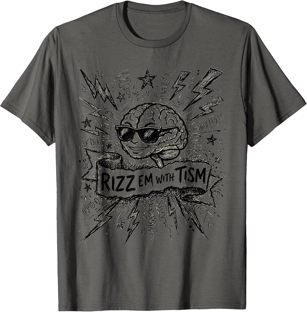 Men's Rizz Em With Tism Autism Awareness Design T-Shirt - Asphalt Grey