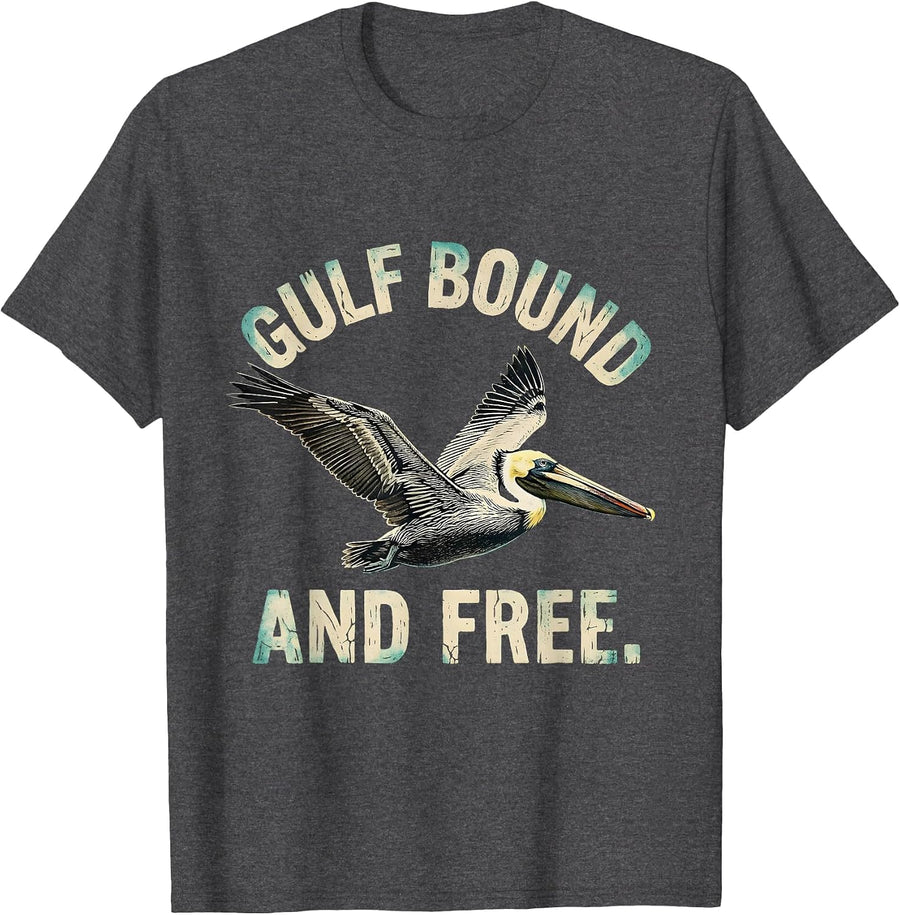 Men's Gulf Bound and Free Gulf of America Design T-Shirt - Dark Heather Grey