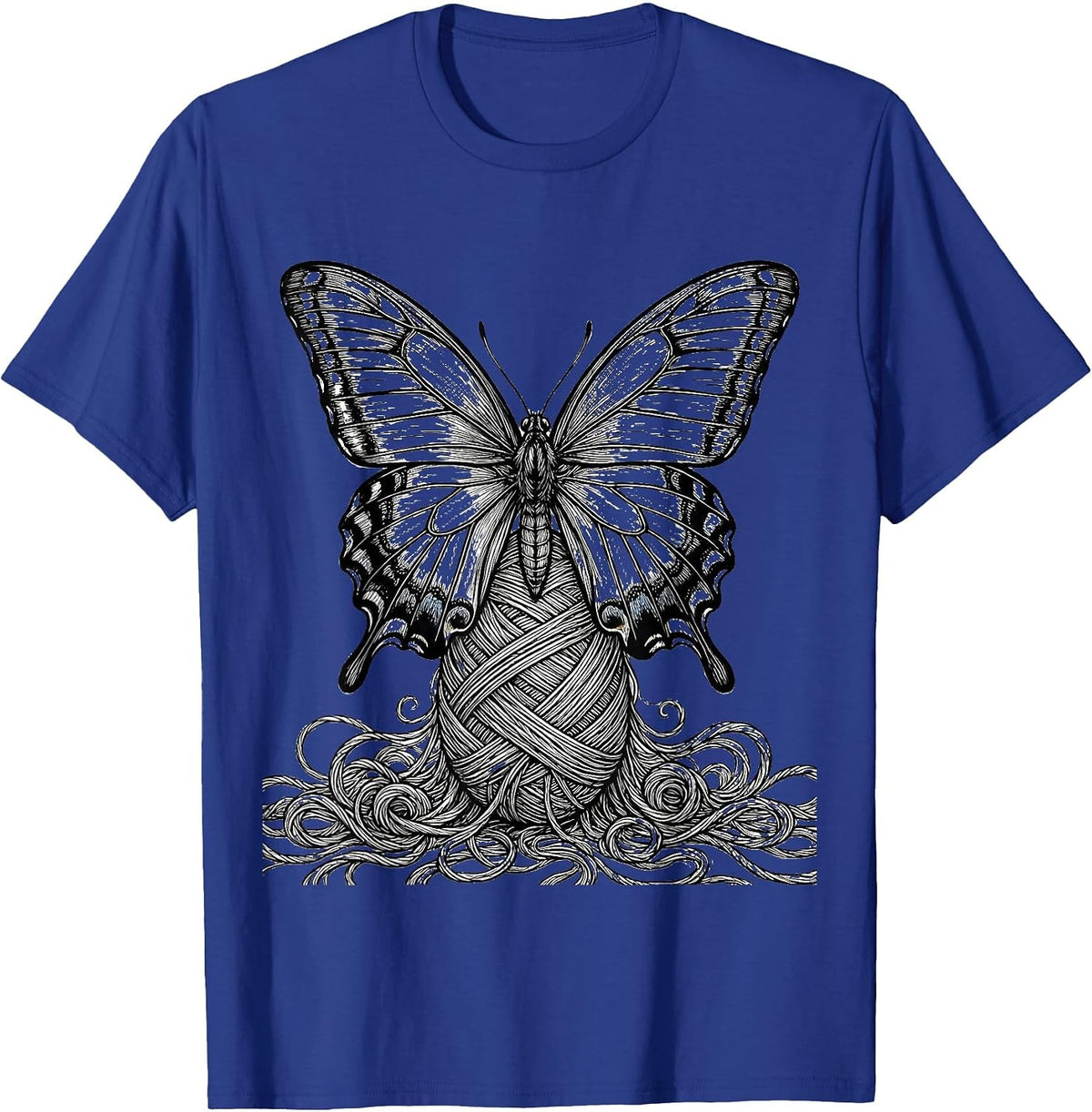 Autism Butterfly Emerging from Yarn Cocoon T-Shirt - Royal Blue