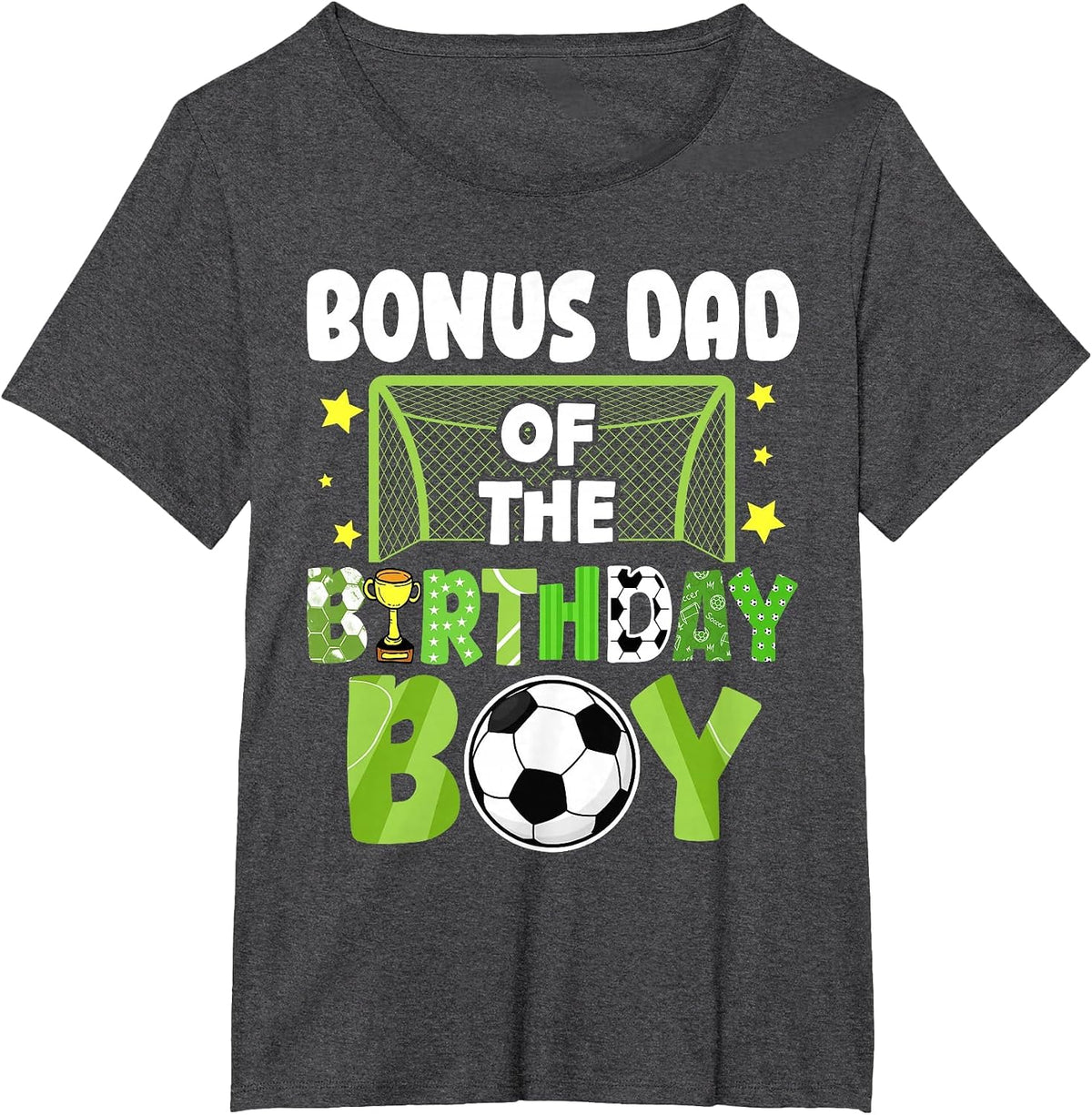 Soccer Bonus Dad Birthday Boy Party Soccer Family Matching T-Shirt - Dark Heather Grey