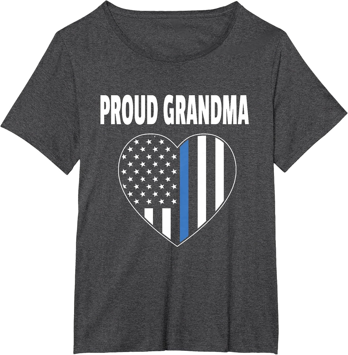 Proud Grandma of Police Officer - Law Enforcement Support T-Shirt - Dark Heather Grey