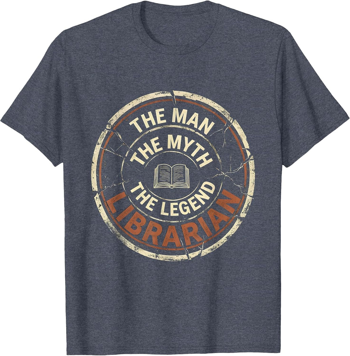 The Man The Myth The Legend Librarian Distressed Vintage T-Shirt - Heather Blue