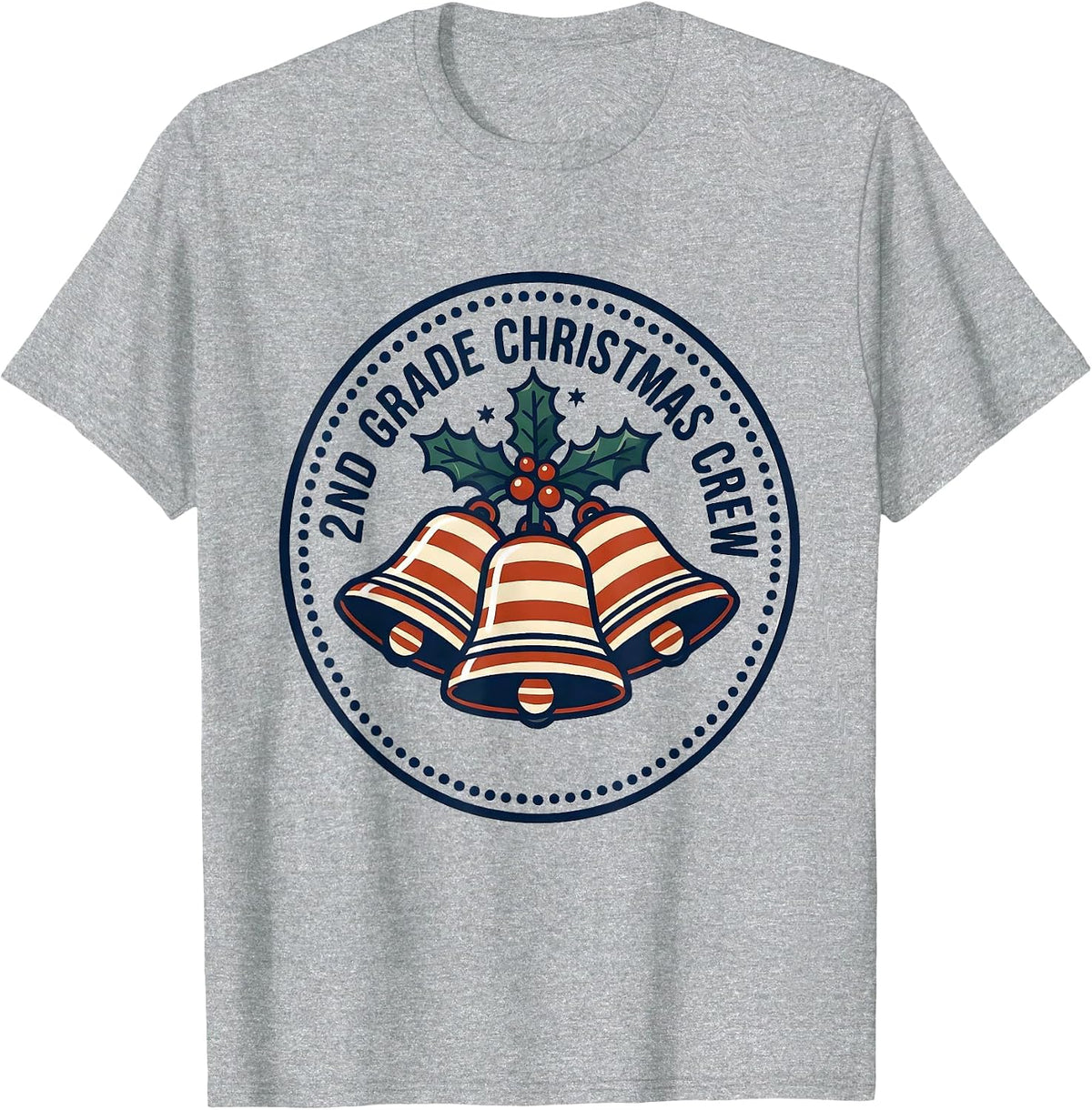Men's 2nd Grade Christmas Crew Funny Teacher Holiday Squad T-Shirt - Heather Grey