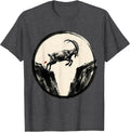 Men's Mountain Goat Leaping Rocky Cliffs Wildlife Design T-Shirt - Dark Heather Grey