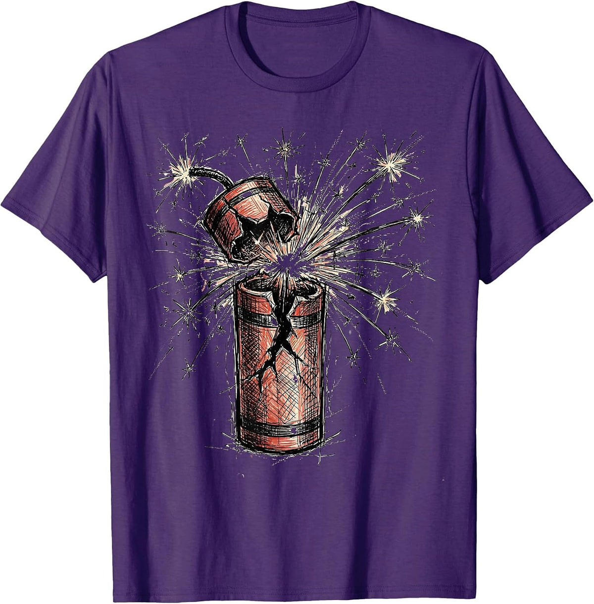 Lone Firecracker Exploding in the Night Sky T-Shirt - Purple