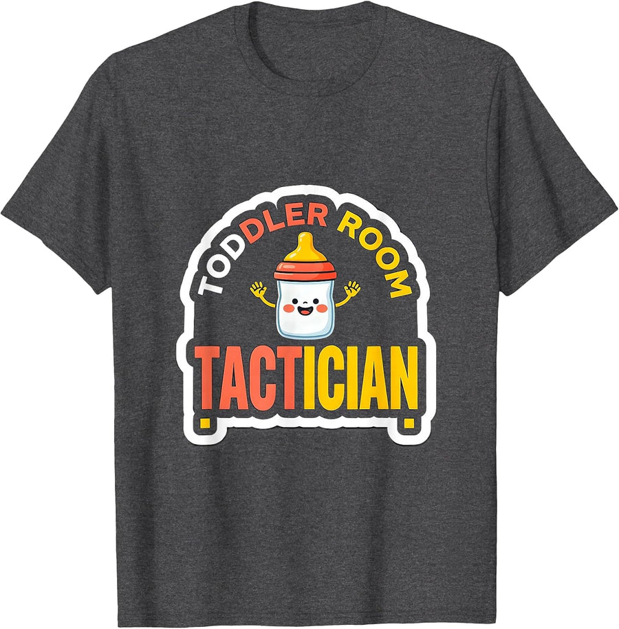 Men's Toddler Room Tactician Funny Daycare Teacher Provider Humor T-Shirt - Dark Heather Grey