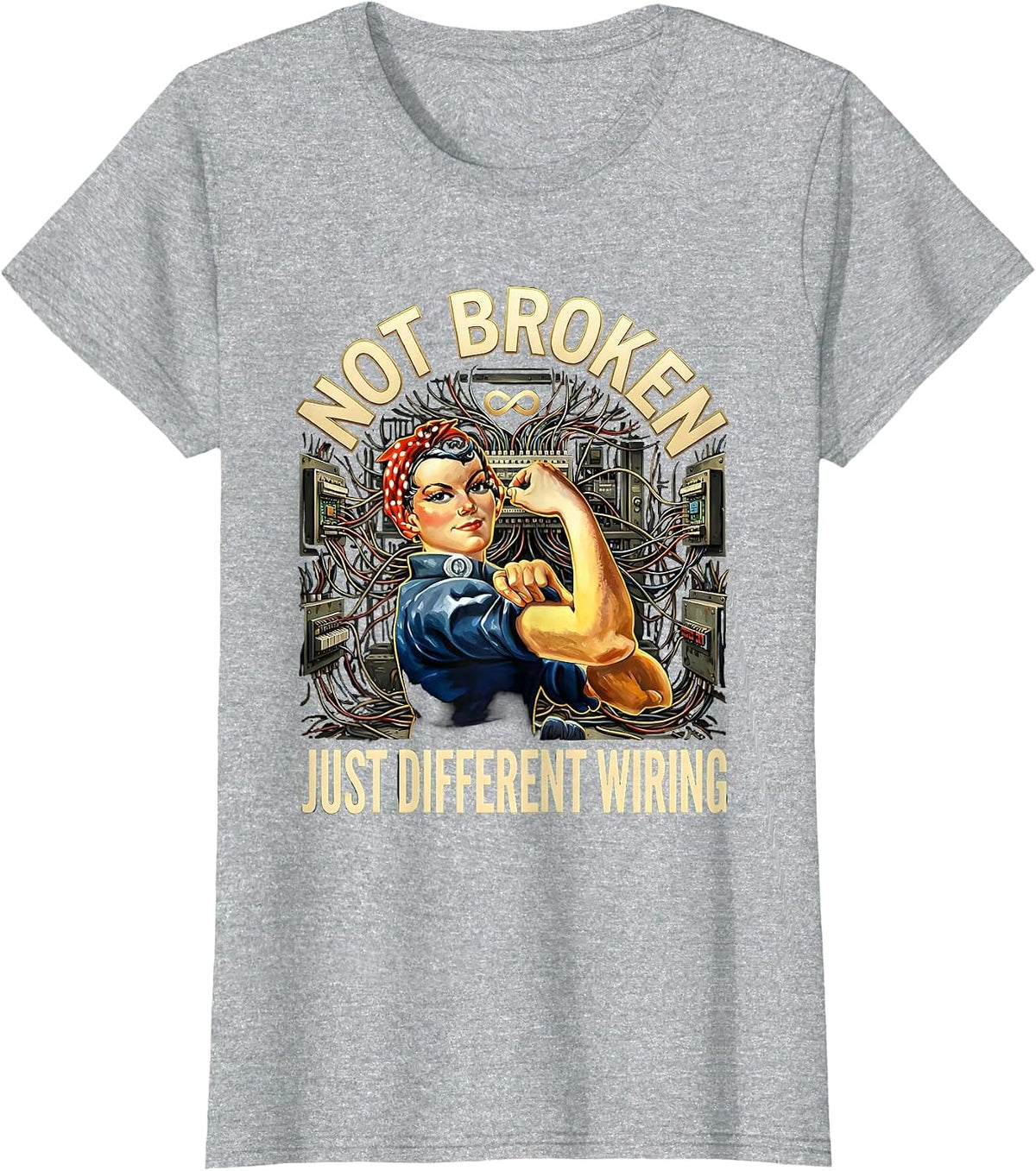 Not Broken Just Different Wiring Autism Design T-Shirt - Heather Grey