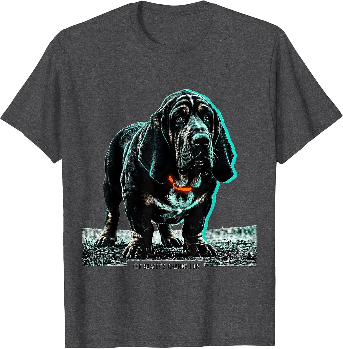 The Basset's Chancellor Risograph Basset Hound Owner Funny T-Shirt - Dark Heather Grey