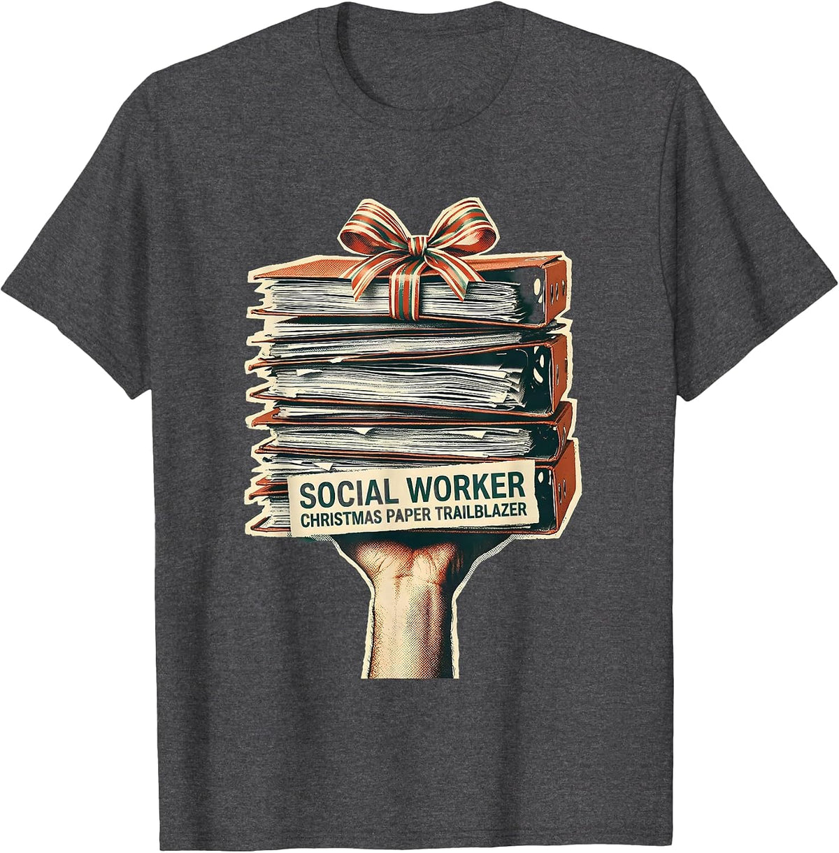Social Worker, Christmas Paper Trailblazer Funny T-Shirt - Dark Heather Grey