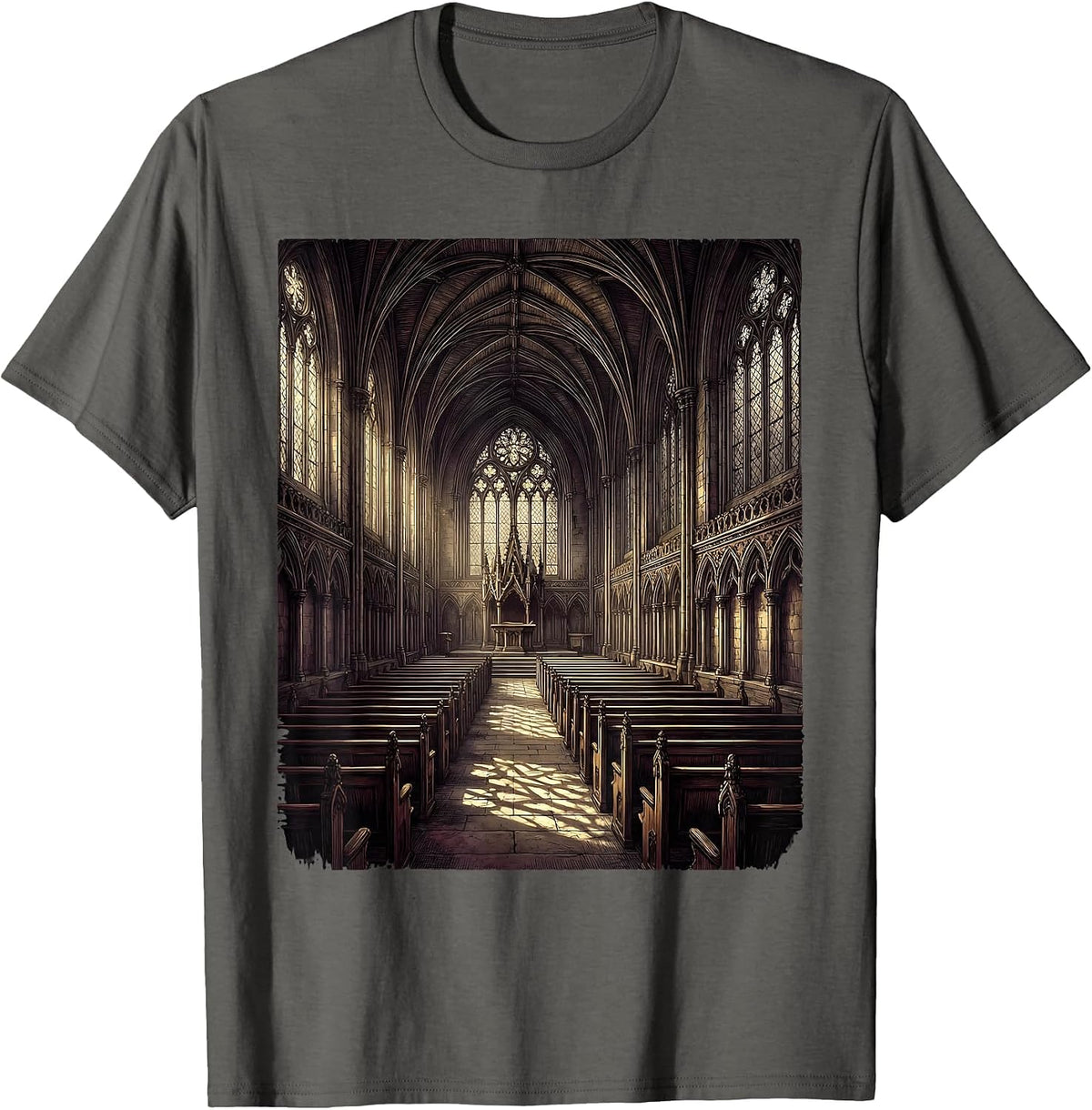 Classic Lecture Hall Illustration College Design T-Shirt - Asphalt Grey