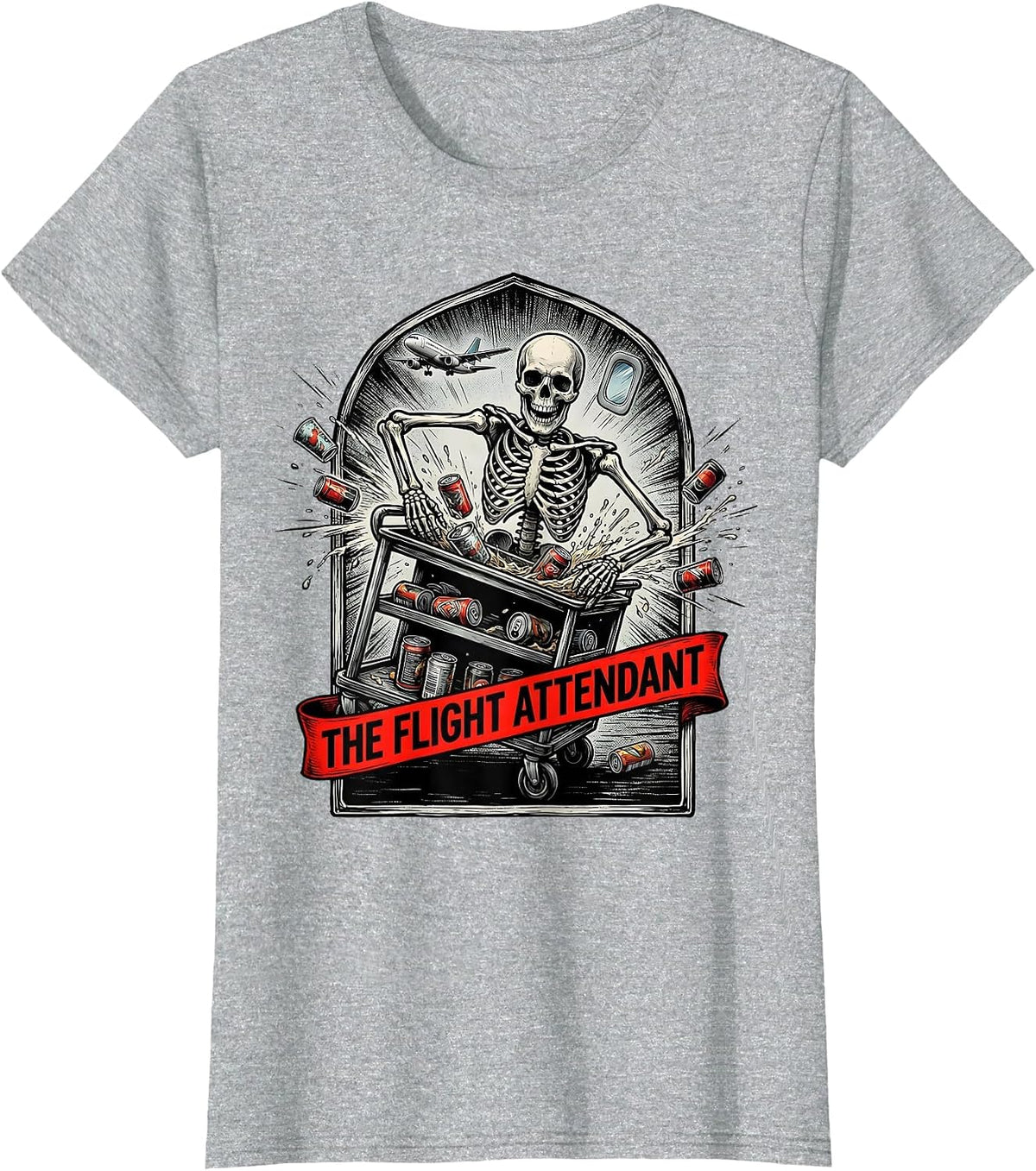 Women's The Flight Attendant Comic Book Tarot Card Halloween T-Shirt - Heather Grey