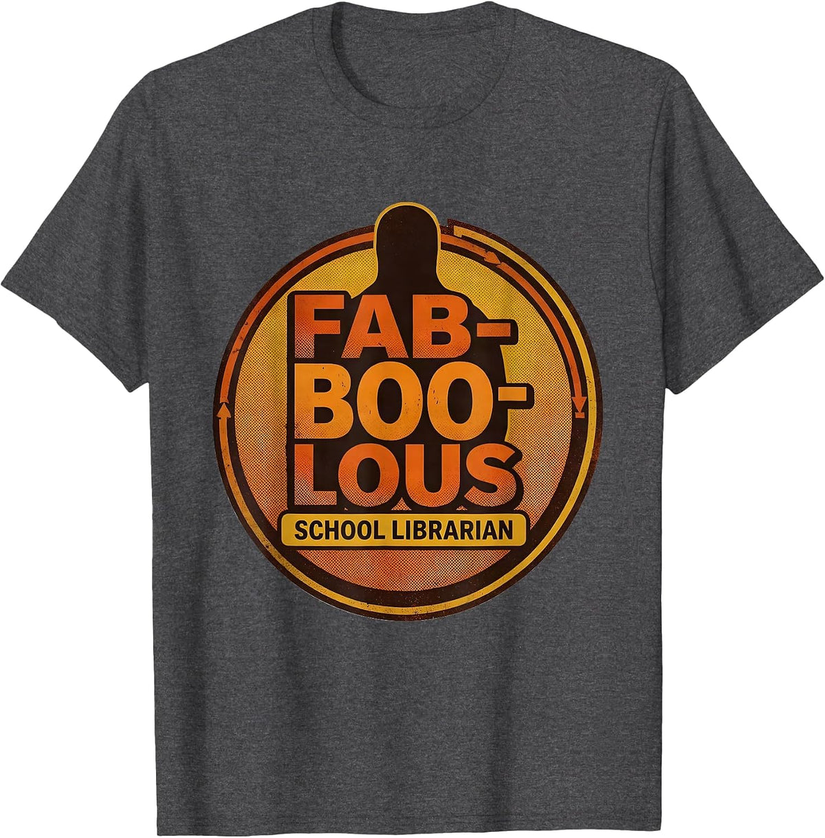 Fab-Boo-Lous School Librarian Retro 70s Halloween Costume T-Shirt - Dark Heather Grey