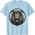 Men's Fierce Goat Roaring Lion Wild Mane Graphic T-Shirt - Baby Blue
