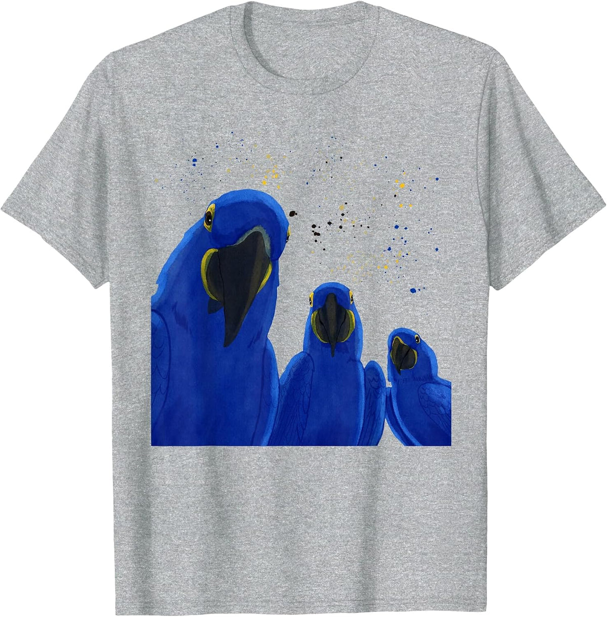 Funny Parrots Birds Hyacinth Macaw T-Shirt - Heather Grey