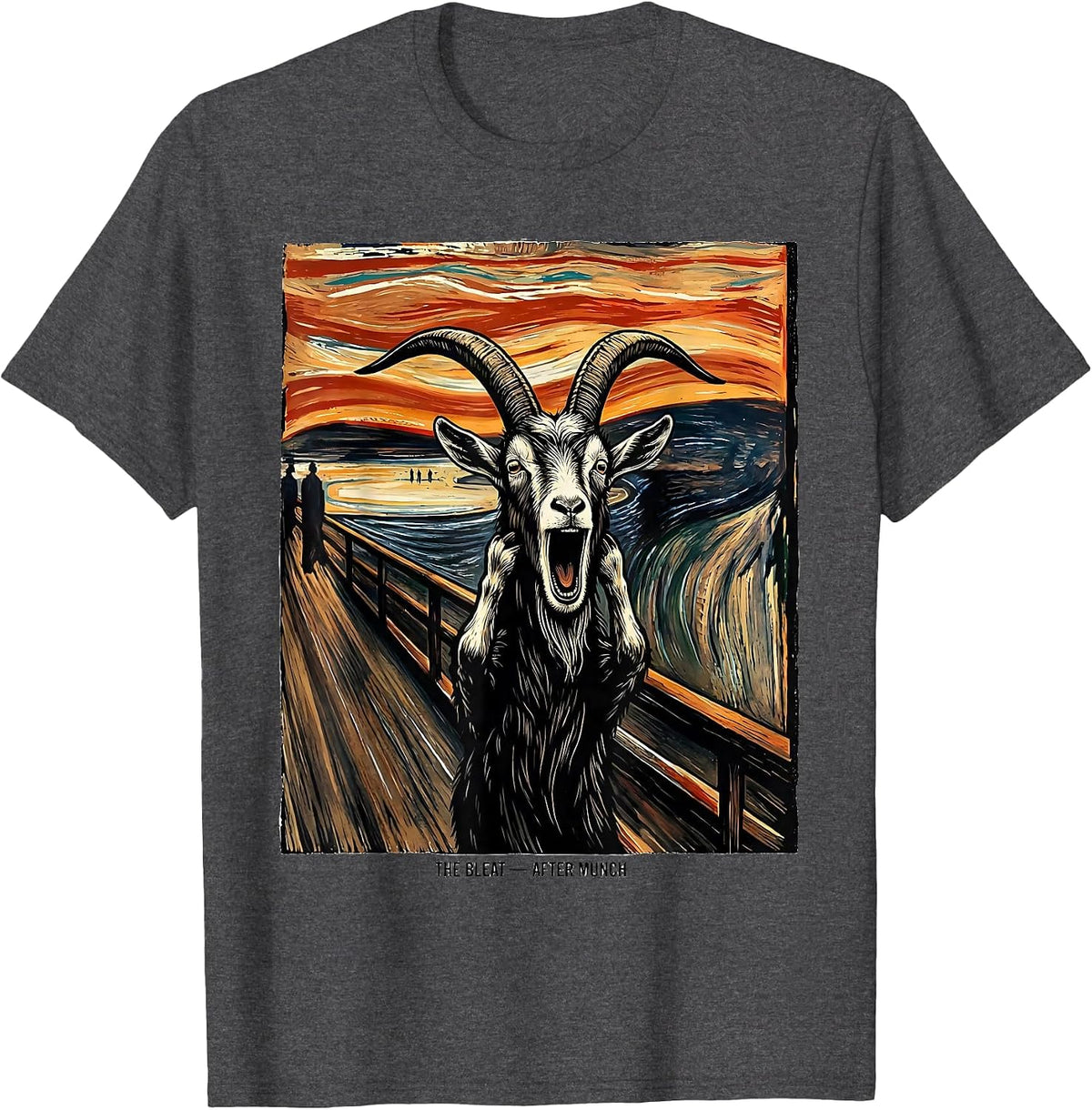 The Bleat — After Munch Linocut Art Lover Vintage Painting T-Shirt - Dark Heather Grey