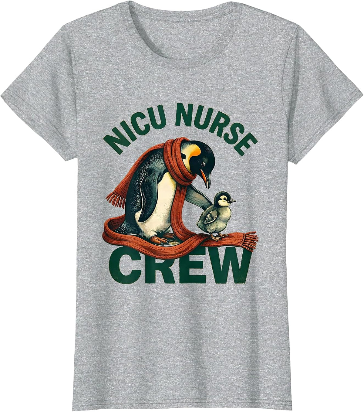 Women's NICU Nurse Crew Storybook Penguin Parent Cute Pediatric T-Shirt - Heather Grey