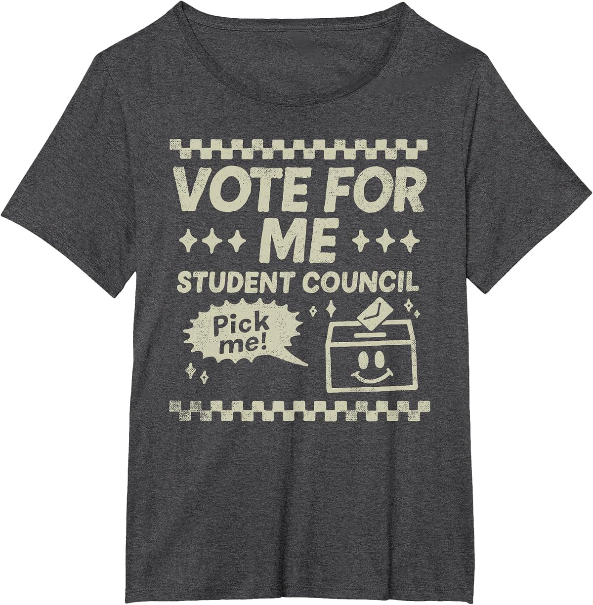 Vote for Me Student Council Election Campaign Candidate T-Shirt - Dark Heather Grey